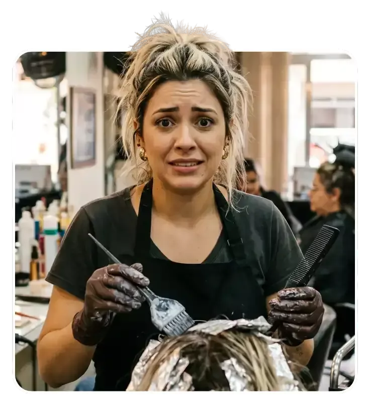 Cabeleireira insegura e com medo de errar a cor